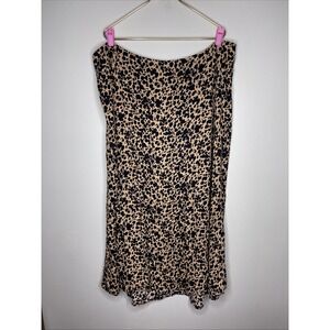 Plus Reformation Zoe‎ Leopard Print Crepe Midi Skirt Sz 22